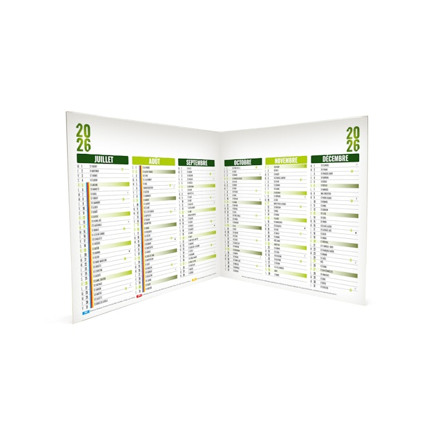 Calendrier bancaire personnalisable carré - origami Vert 